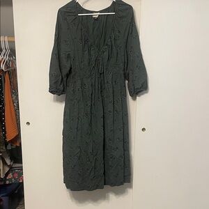 Casual Green Floral Dress